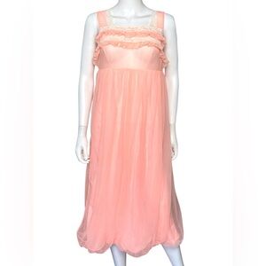 Vintage 1960s Sheer Peachy Pink Nightgown with Bubble Hem